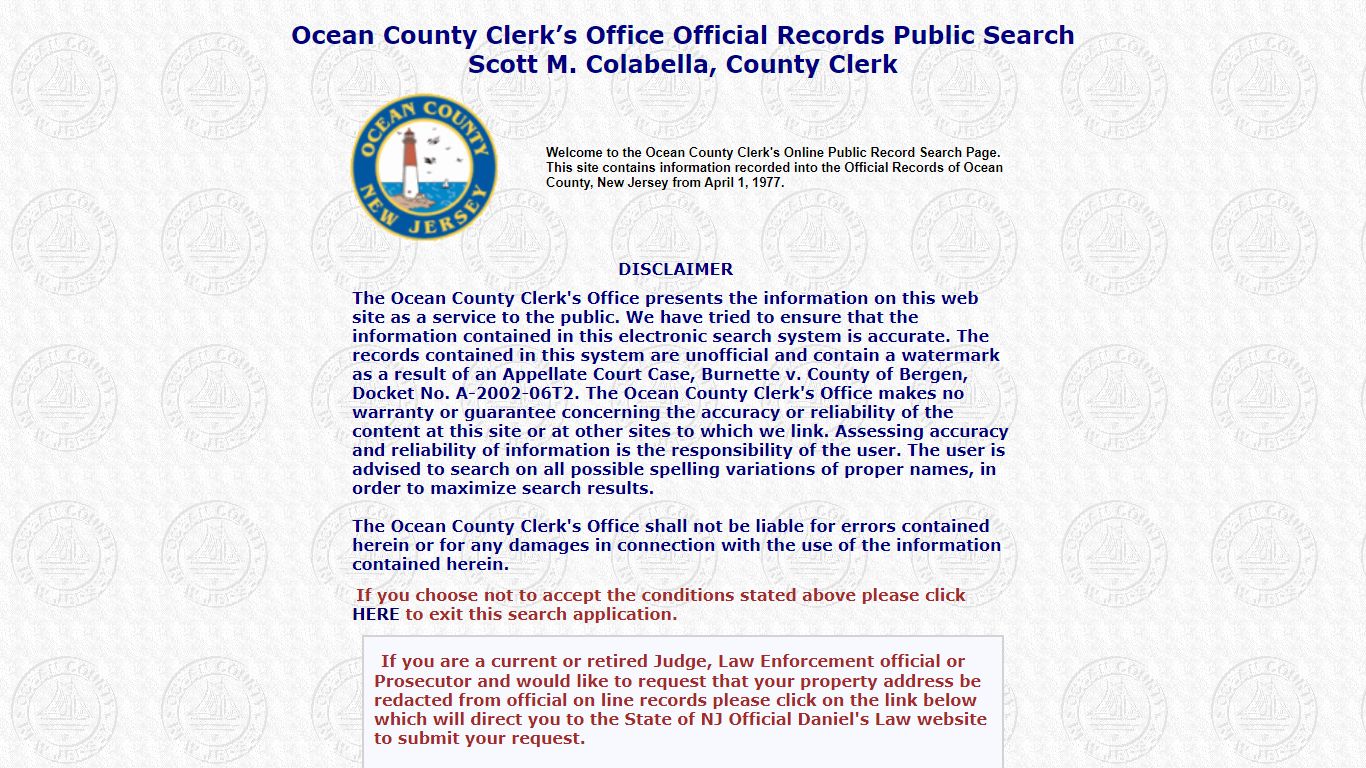 Scott M. Colabella, County Clerk - Ocean County, New Jersey