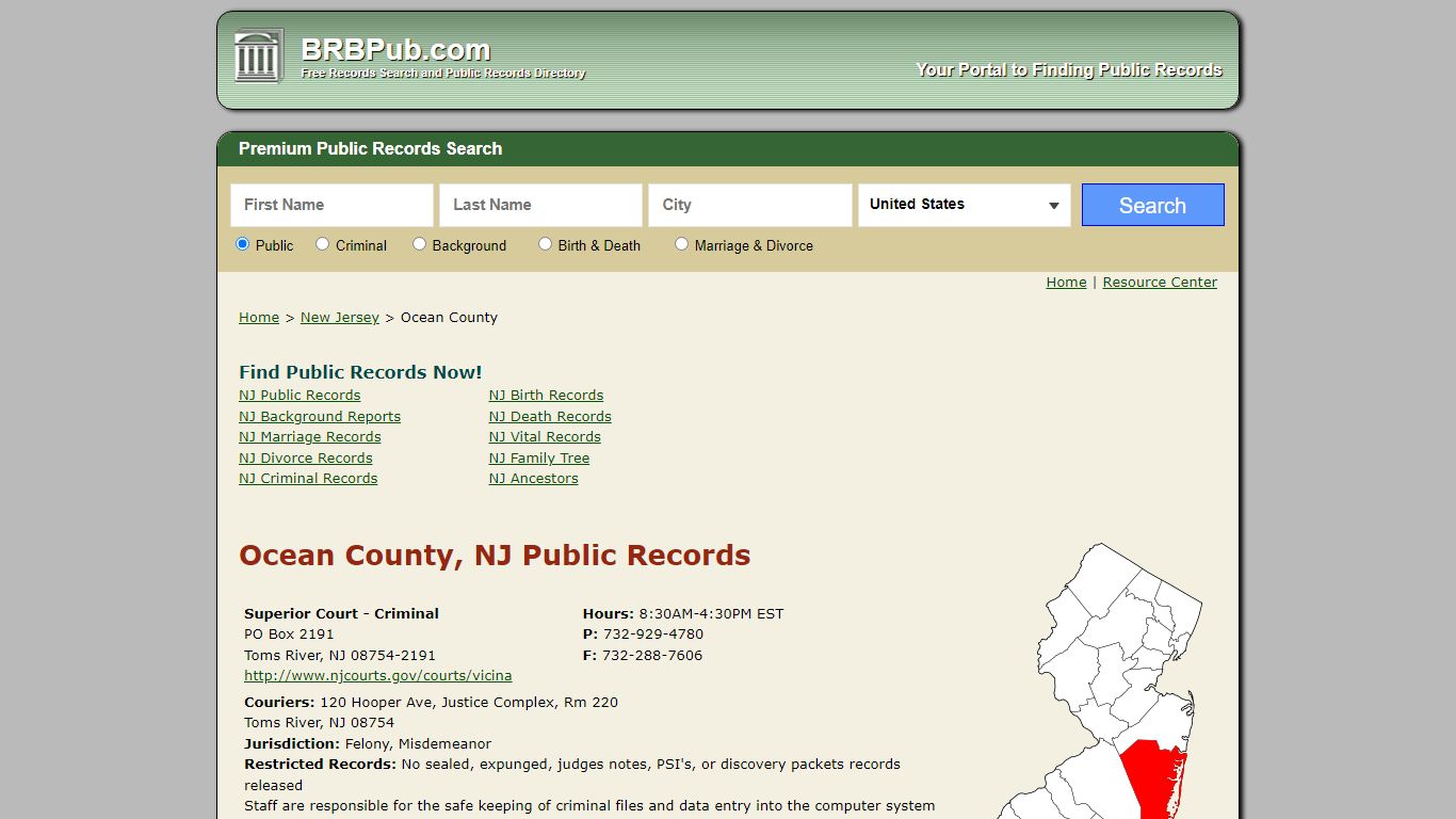 Ocean County Public Records | Search New Jersey Government ...