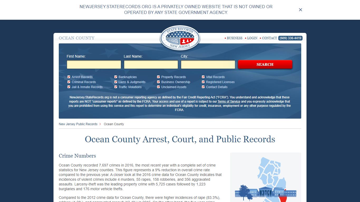 Ocean County Arrest, Court, and Public Records