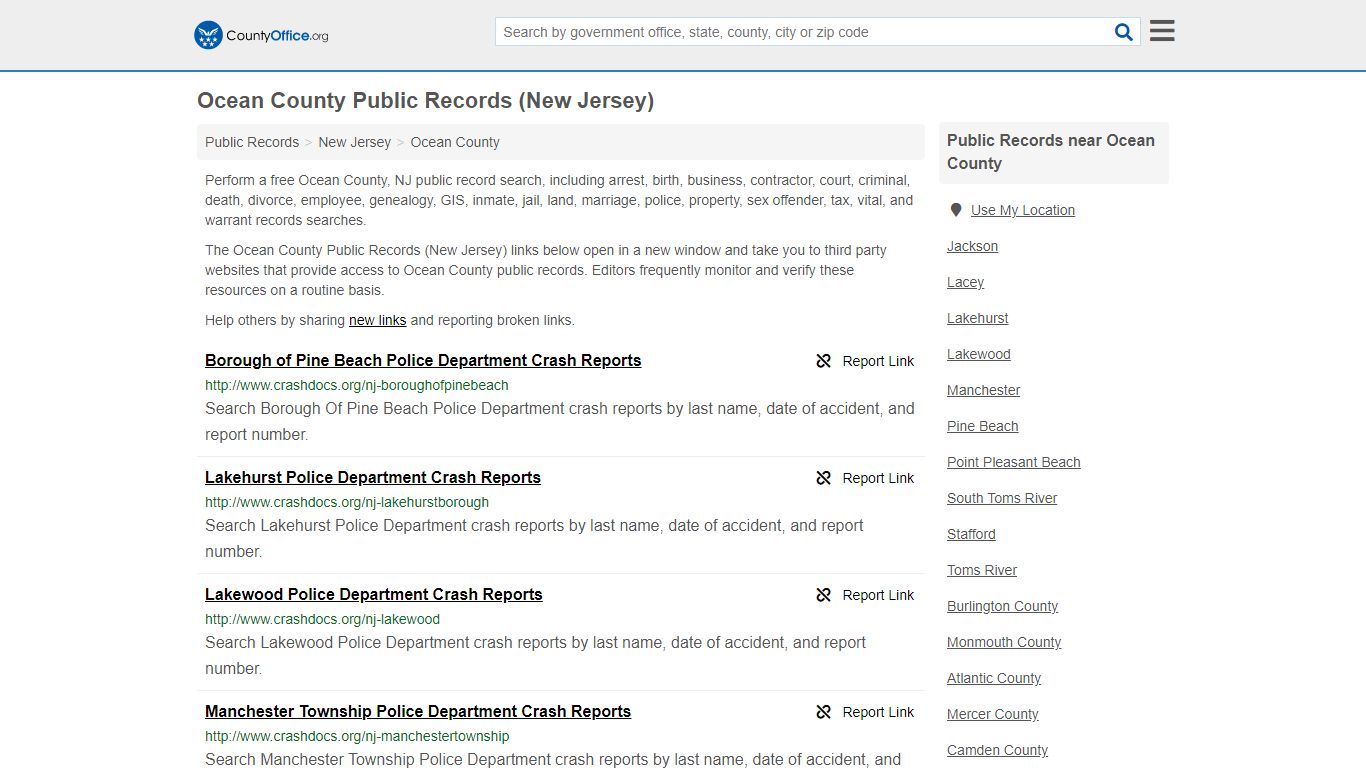 Public Records - Ocean County, NJ (Business, Criminal, GIS ...